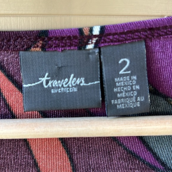 Chico’s Travelers Sz L Baroque Autumnal Floral Print V Neck Bell Sleeve Blouse - Picture 4 of 9